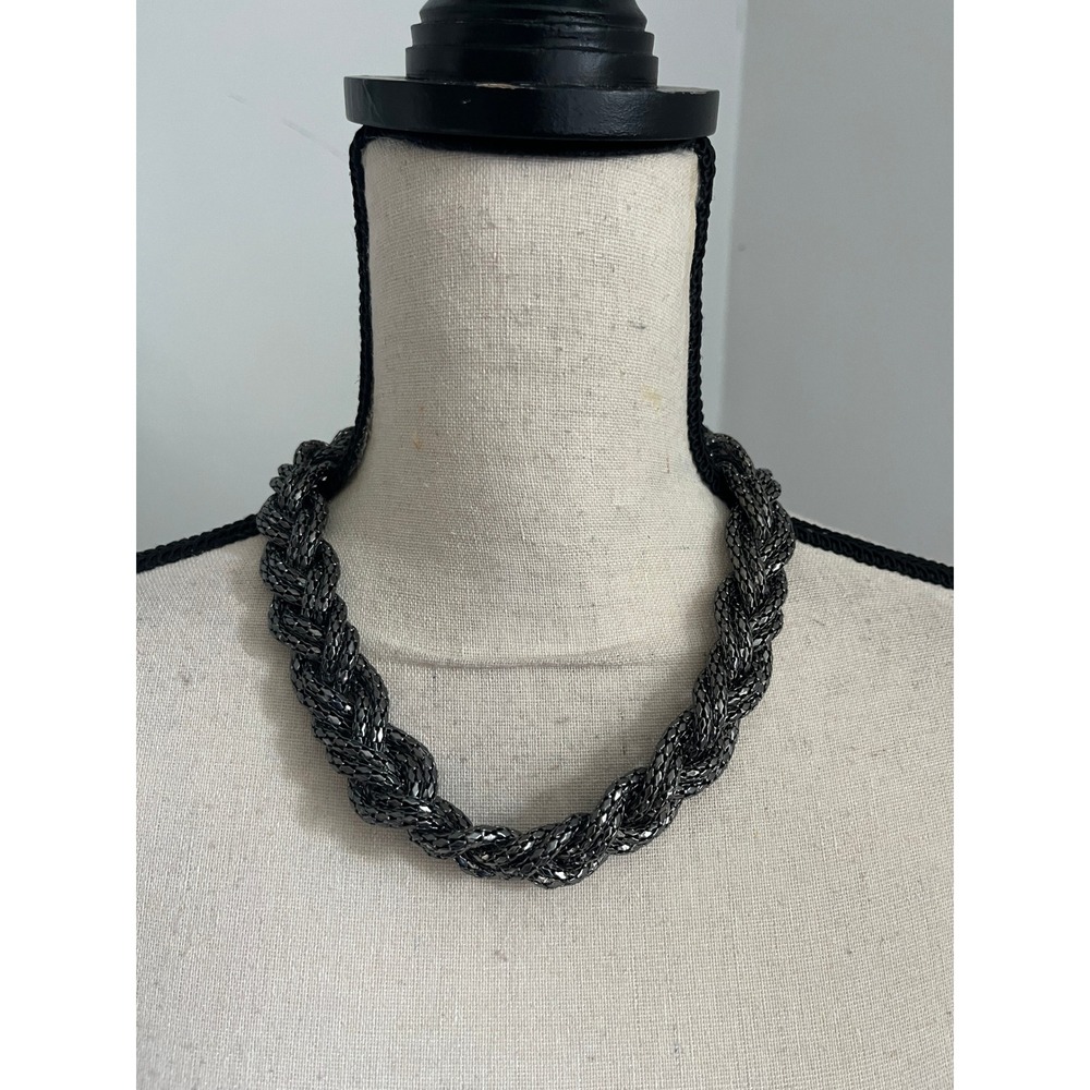 Vintage Y2K Braided Mesh Chain Necklace Statement Women's Cyberpunk Edgy Jewelry